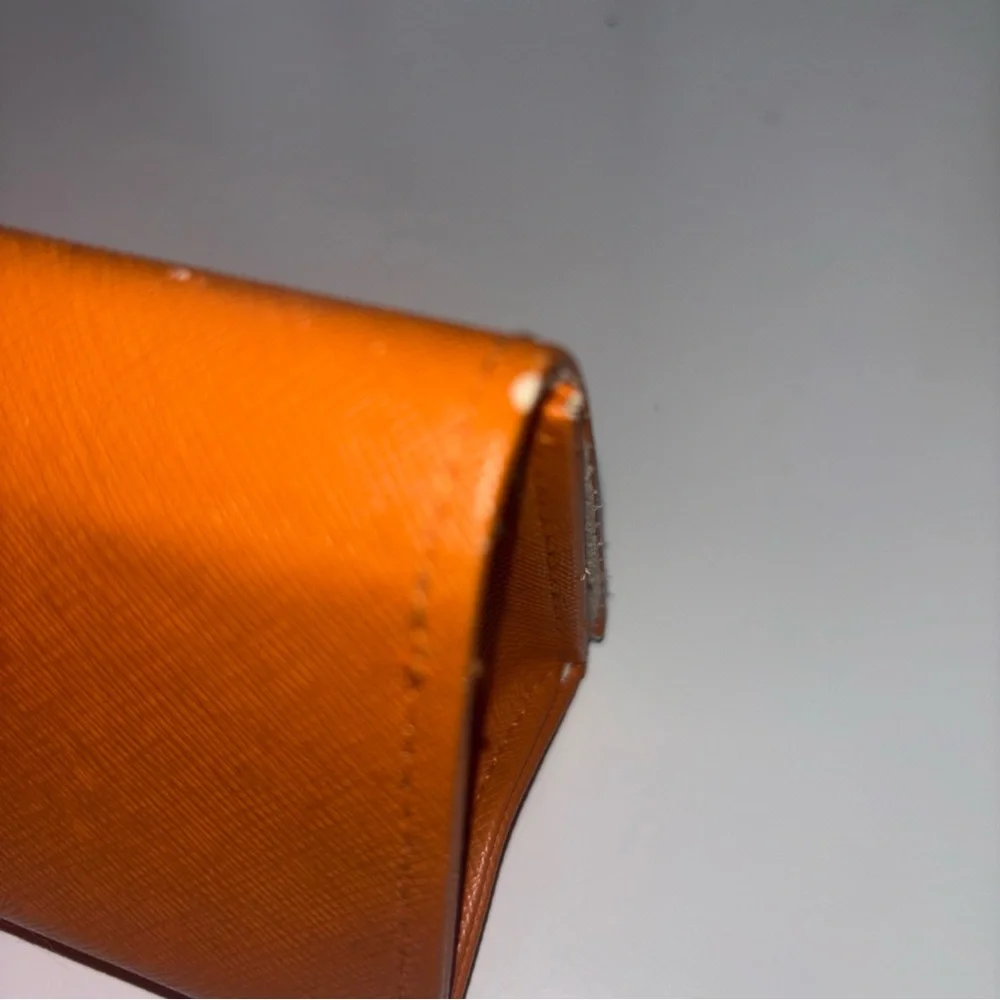 Tory Burch Triangle Eyeglass Case Orange Faux Leather